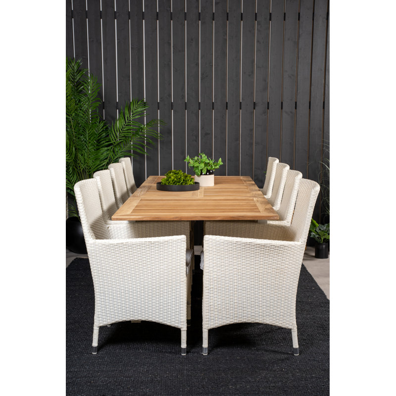 Navya 8 - Person Patio Dining Set with Extendable Rectangular Table , Cushions Included