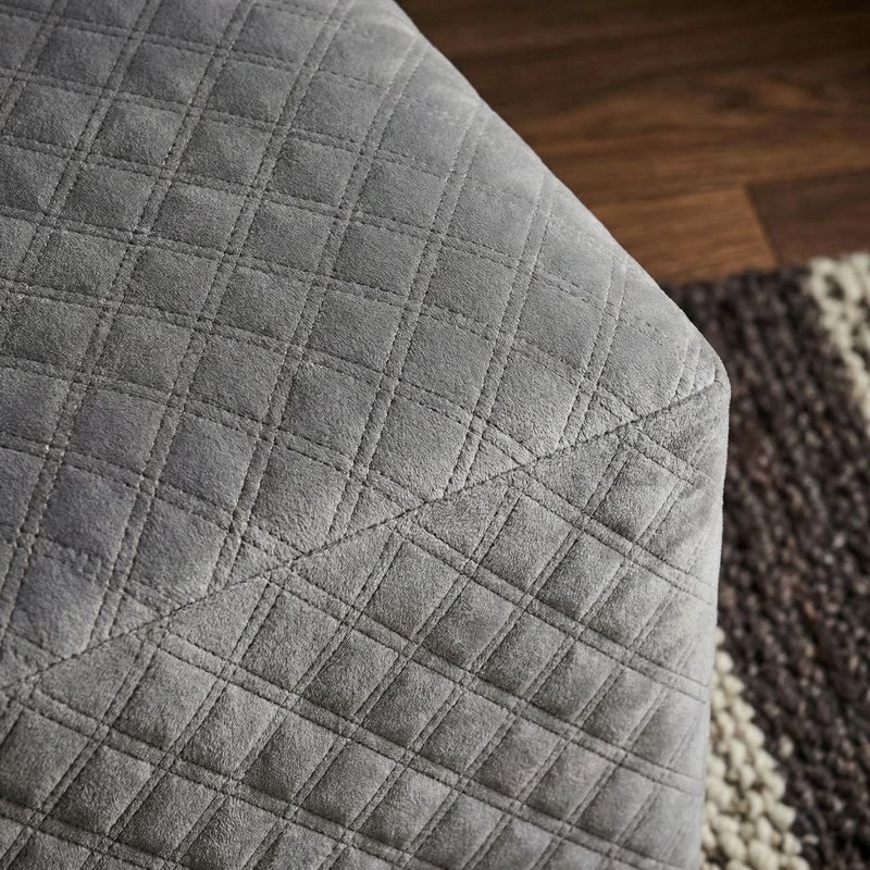 Peres Velvet Ottoman, Gray Velvet