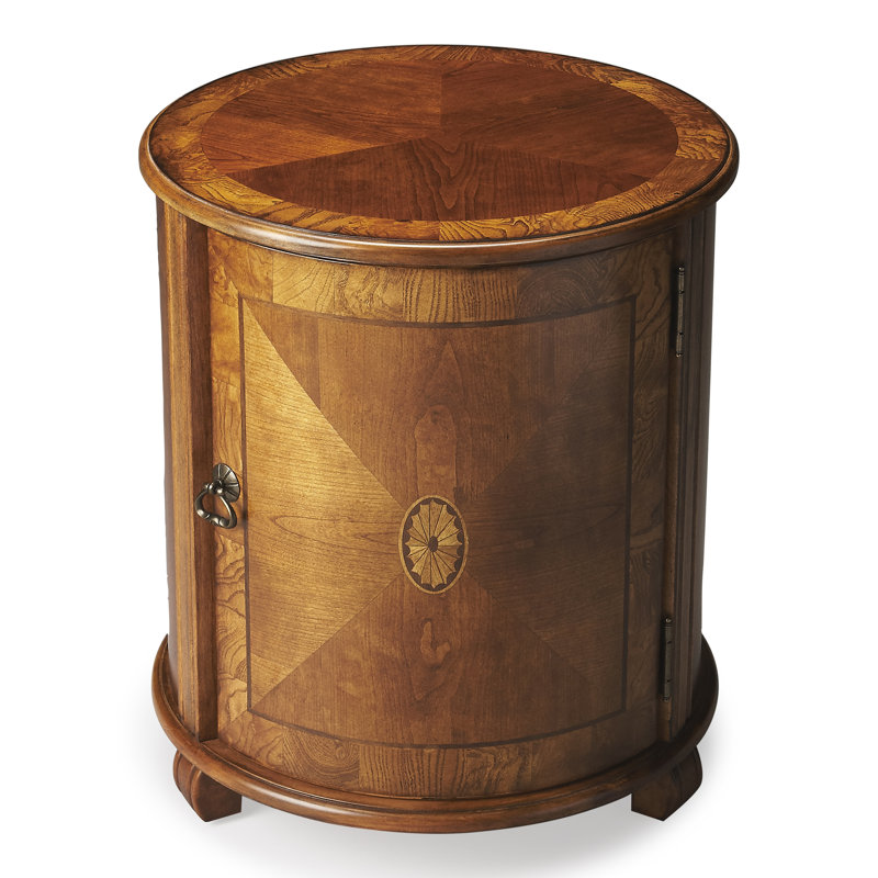 Lawrie 20" W Drum Side Table, Olive Ash Burl