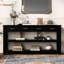 Console de vestibule en pin et en noir, 4 tiroirs, 2 tablettes, pièce de style élégante pour les tiroirs en pin