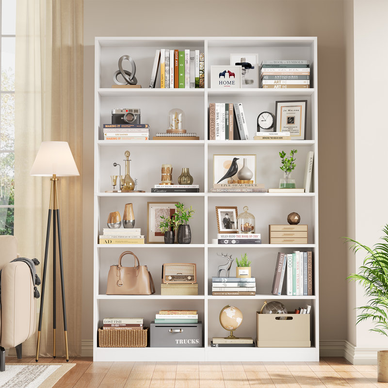 Bibliothèque standard à 6 niveaux H 74,3 "x l 47,2" Geng, Blanc, (6 tablettes) H 74,3 po x l 47,2 po x P 11,8 po