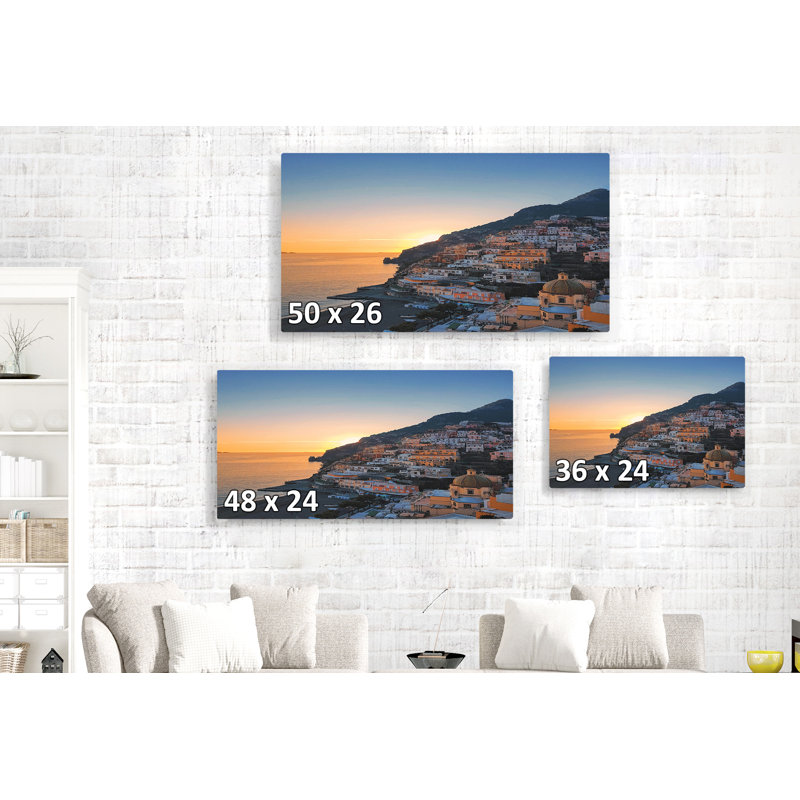 Ville côtière, côte méditerranéenne, coucher de soleil, Solerno, Italie, H 24 po x l 36 po x P 1,5 po