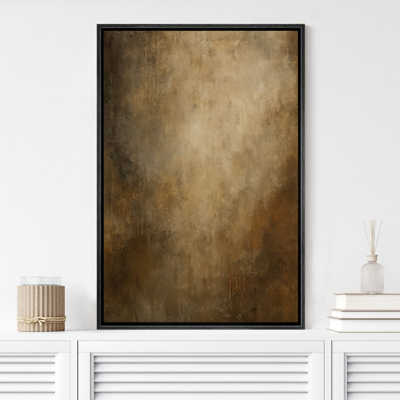 «Earthy Brown Abstract Art», reproduction d'art sur toile encadrée, H 36 po x l 24 po x P 1,5 po, Cadre flottant noir