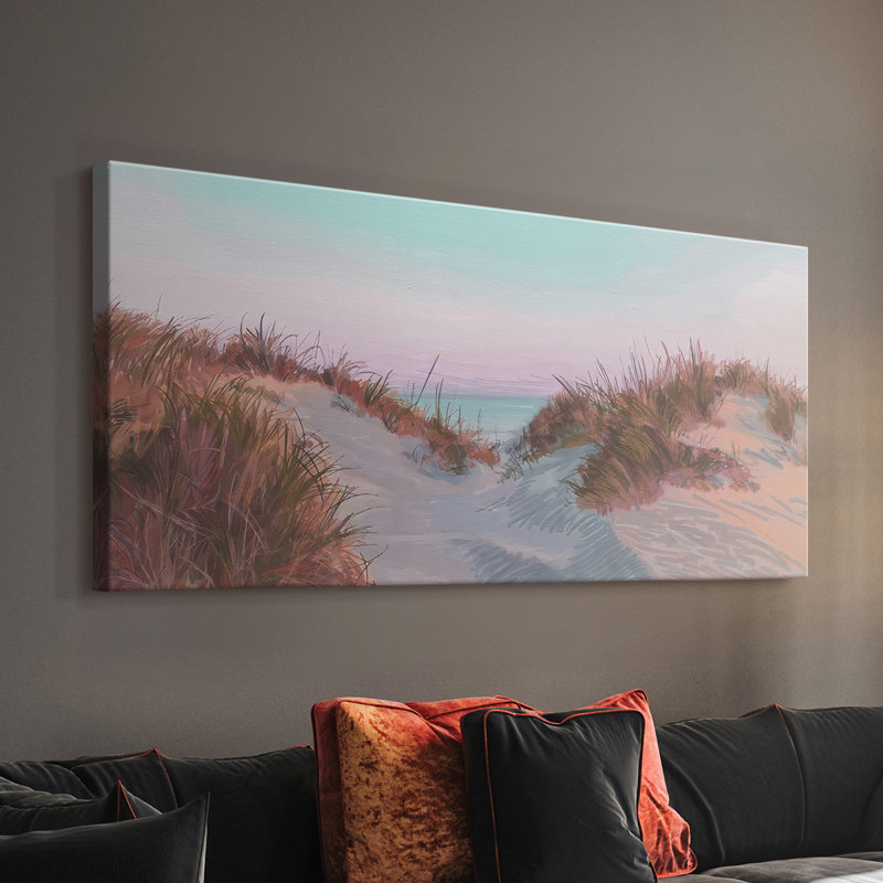 Dunes à l'aube I - Toile tendue avec châssis - Prêt à accrocher, H 16 po x l 32 po