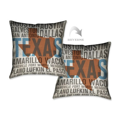 States Texas Indoor Decorative Pillow