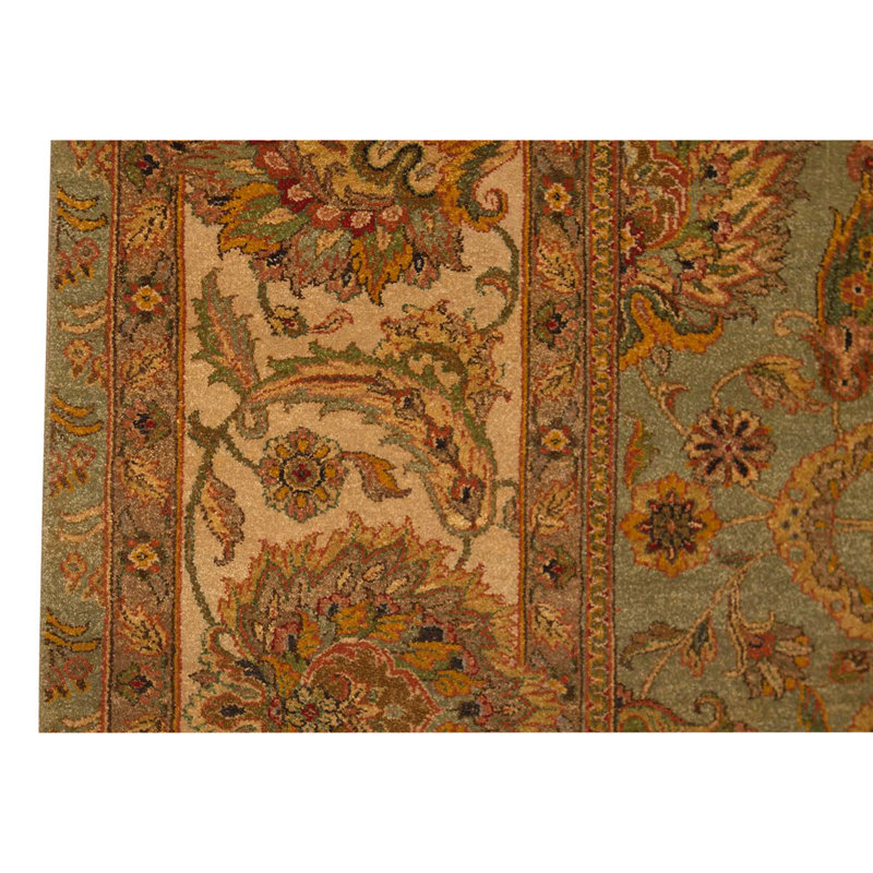 Tapis oriental beige en laine noué à la main 9 pi x 11 pi 11 po beige / brun / bleu clair