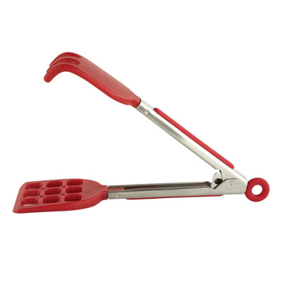 Tovolo Mini Waffle Tongs with Pronged Silicone Tips for Waffles and Air Fryer, Cayenne
