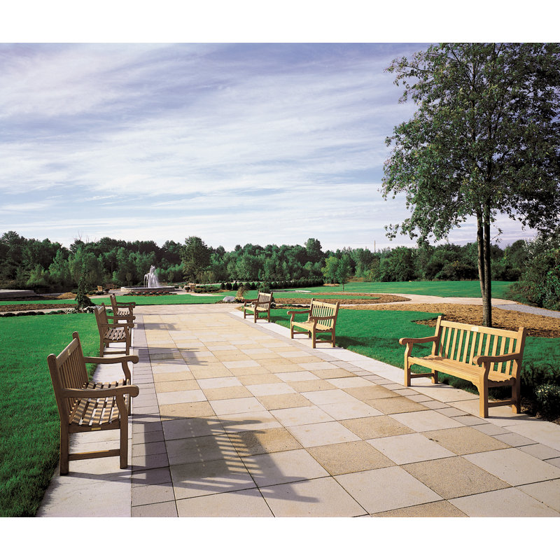 Hyde Park Outdoor Teak Bench, Canvas Canvas Sunbrella® Canvas, 38" H x 72" W x 20.5" D