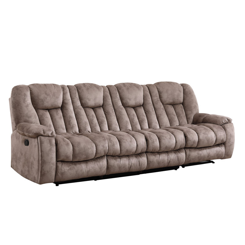 110.24" Wide Modern Upholstered 4-Seater Sofa With Cup Holders & Function, Brown