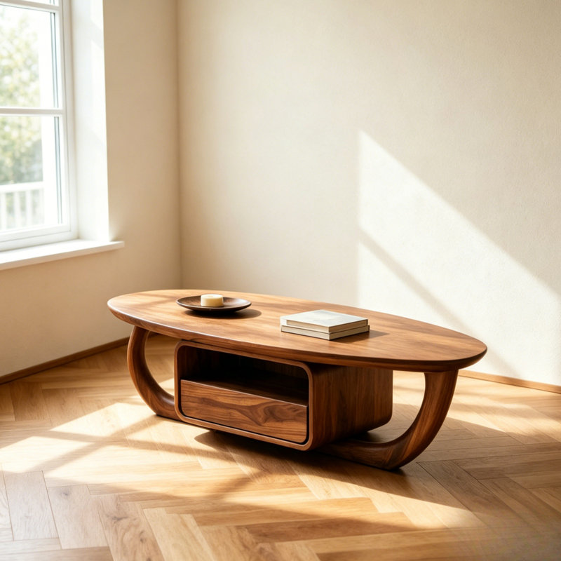Table basse en bois de style nordique., 19.6" H x 39.3" W x 22" D