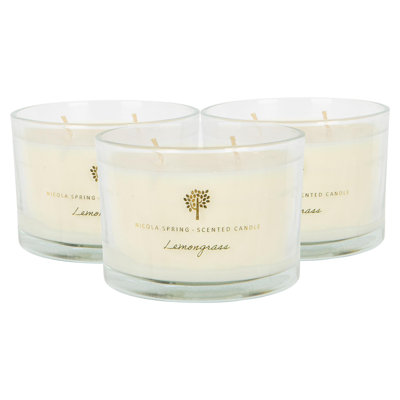 Nicola Spring - 3x Soy Wax Scented Candles - 350g - Lemongrass