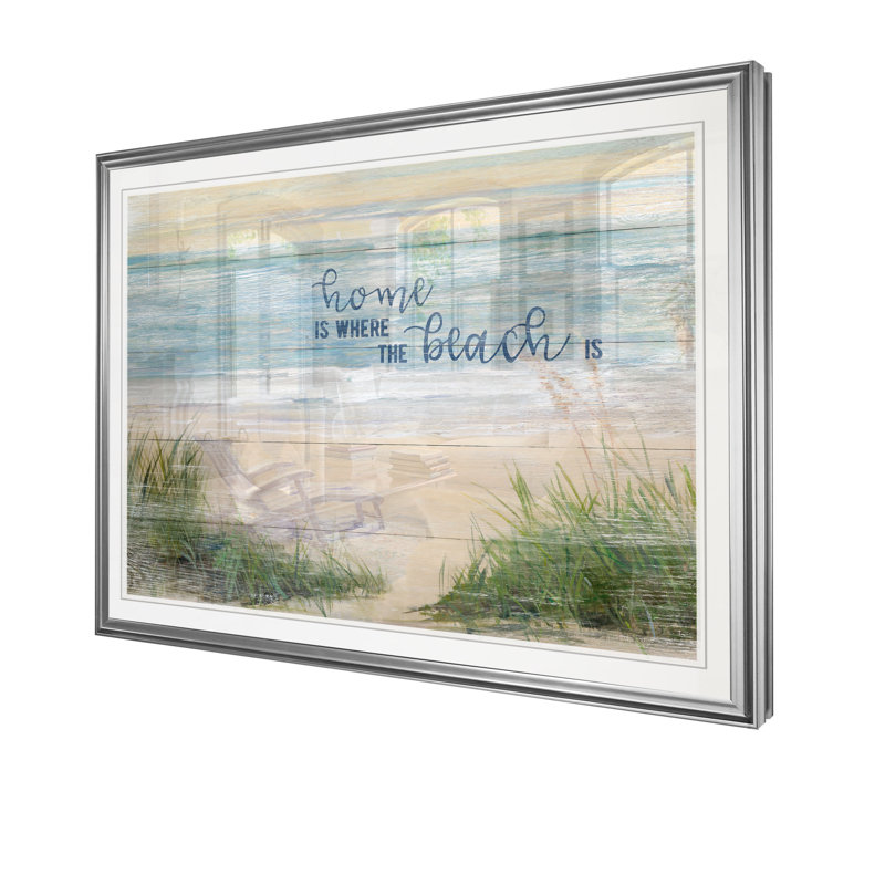 « home is where the beach is » print, H 20 po x l 24 po x P 1,5 po, Cadre argenté