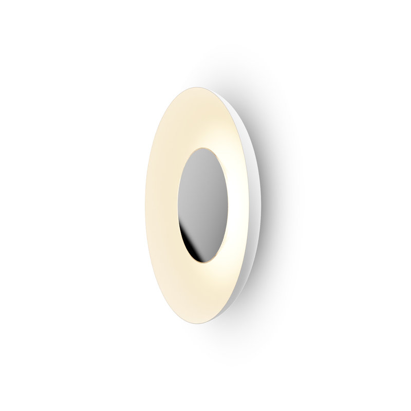 Ramen LED Flush Mounted Sconce, Chrome/Matte White, 3.5" H x 24" W x 24" D