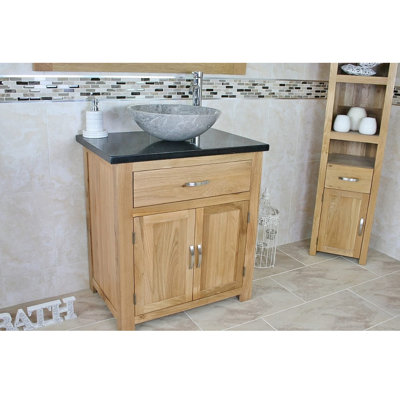Deckert 750mm Single Bathroom Vanity with Vessel Stone Basin