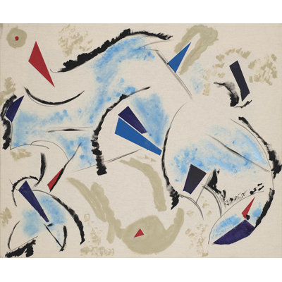 Joyce Creiger " Blue And Red Triangles " by Joyce Creiger Painting Print