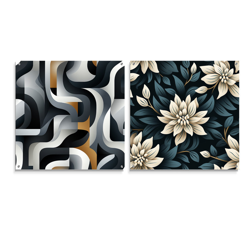 Essence monochrome - ensemble de 2 art mural en verre acrylique, H 16 po x l 33 po