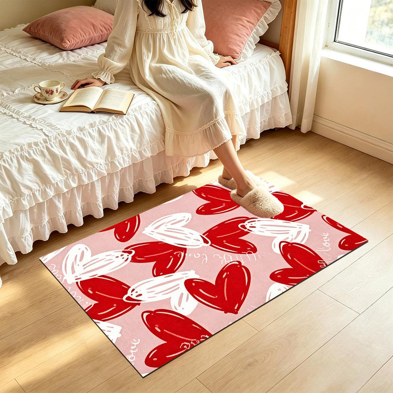  Paillasson intérieur antidérapant 16 po x 24 po Love Heart, Amour cœur décoratif, 16 po x 24 po