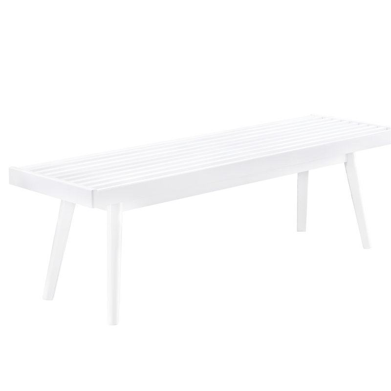 White Solid Wood Bench With Slatted Surface For A Modern Home -style In Stylish