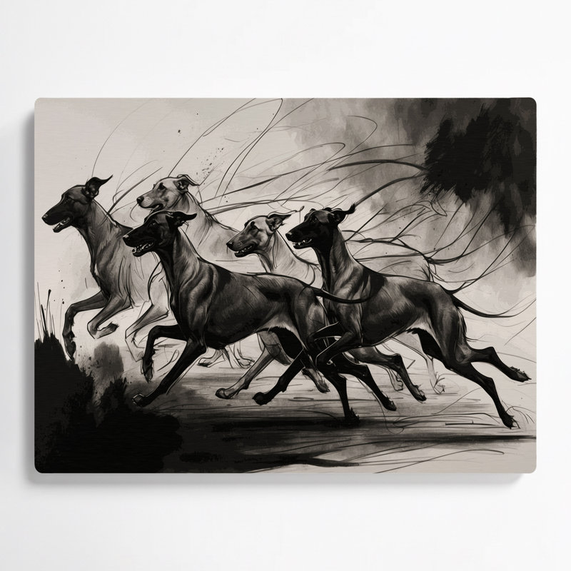 «Dogs Scottish Deerhound», art mural en métal noir, H 8 po x l 10 po
