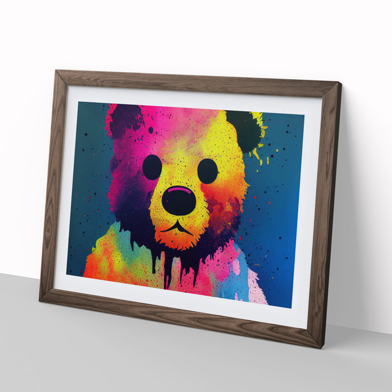 Teddy Bear Splash Vol.3 Abstract - Single Picture Frame Print, 25cm H x 34cm W, Walnut