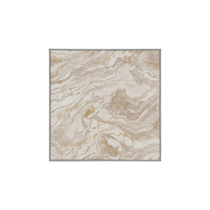 Machine Washable Gray Area Rug, Square 5'