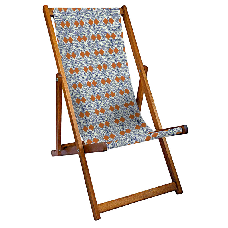 Mitzi Folding Deck Chair, Orange/Blue