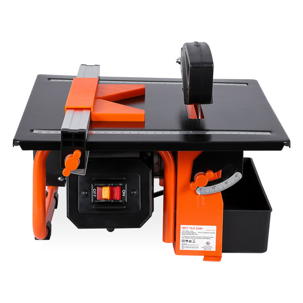 1 Pc 7 Inch High-Precision Wet Tile Saw, Professional Cutter for Tile & Stone, 3450 RPM Induction Motor, 0-45° Bevel, Built-in Water Reservoir, for DIY & Industrial, Steel Frame Box-Rotary Tool