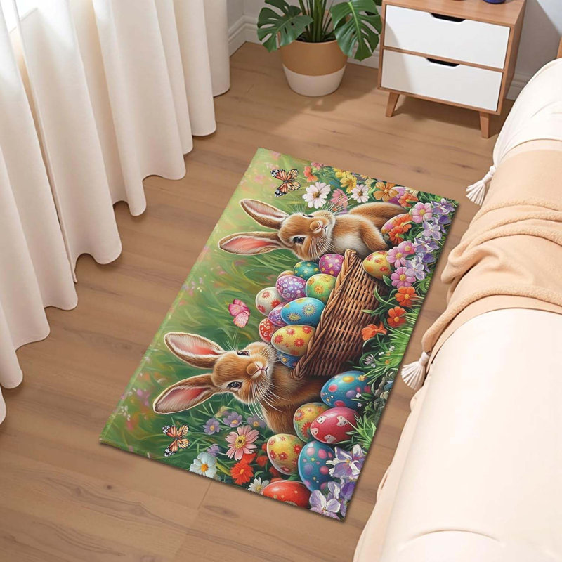 Tapis d'entrée 2 x 3 pi avec œufs de lapin de Pâques