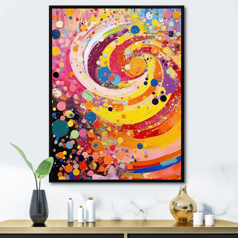 Printemps célébration abstraite, reproduction d'art sur toile, H 44 po x l 34 po x P 1,5 po, Cadre flottant noir