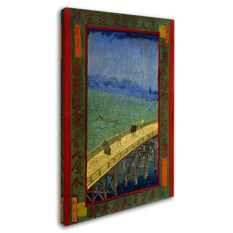 «Bridge In The Rain After Hiroshige», reproduction sur toile tendue, H 24 po x l 16 po