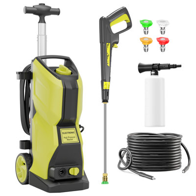Laveuse à pression électrique 4200PSI 3,1 gallons par minute, nettoyage de surface complet, performance de nettoyage polyvalente, avec 4 buses de pulvérisation, canon à mousse 500 ml, lance en acier inoxydable, système d'arrêt total pour voiture, entrée, clôture, jardin, cour, nettoyage domestique