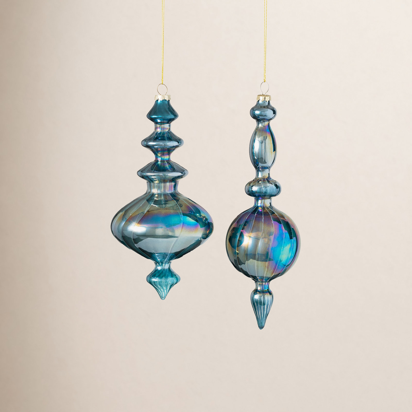 2 Piece Sapphire Solid Finial Ornament Set