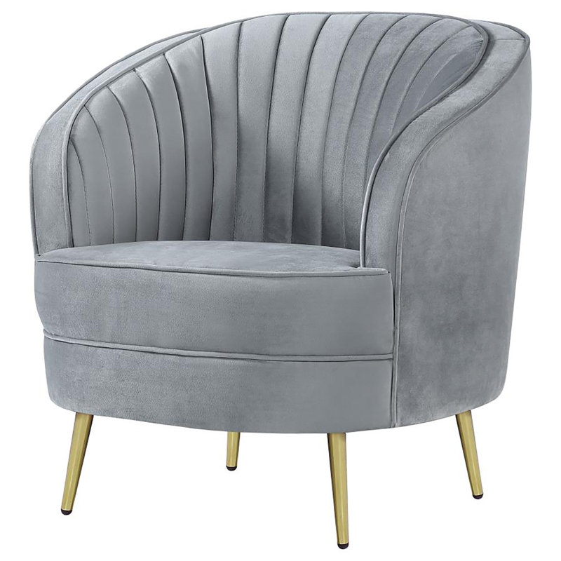 Fauteuil demi-tonneau en velours touffeté de 30,5 po Mamita