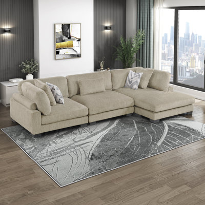 Hulett 180" Modern Modular Sectional with Microfiber Fabric, Reversible Cushions & Pocket Coils