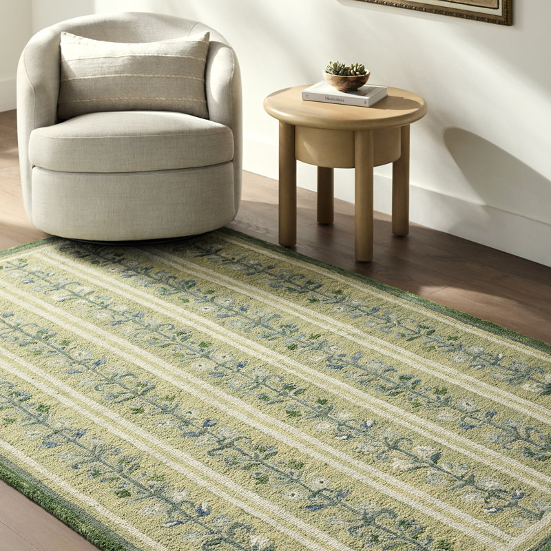 Moroccan Wool Hand Tufted Area Rug, Emerald/Sage/Ivory/Sky Blue/Olive, Rectangle 200 x 275 cm