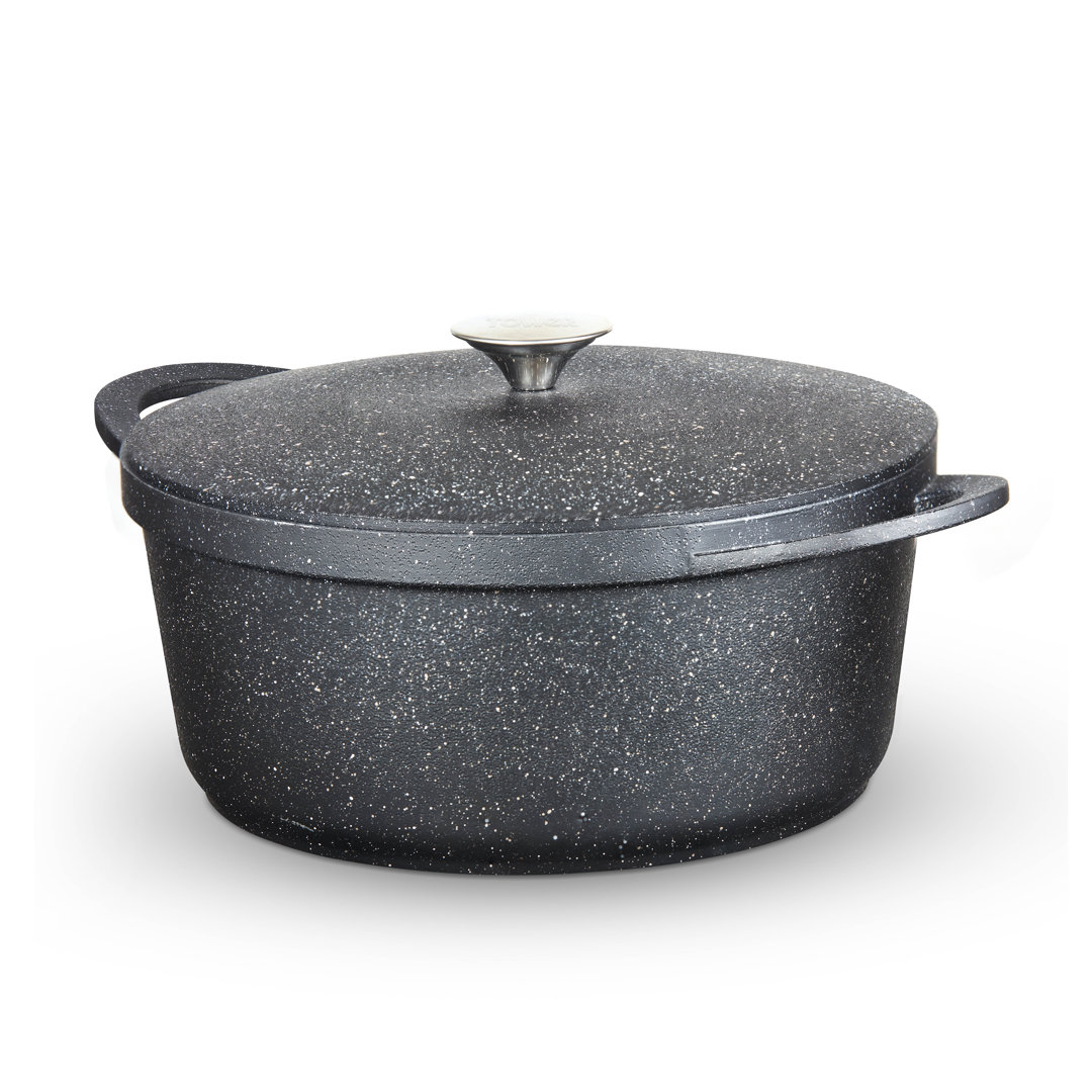Tower Precision Casserole Dish with Aluminium Lid, Lightweight Cast Aluminium, 20 - 28cm, Black