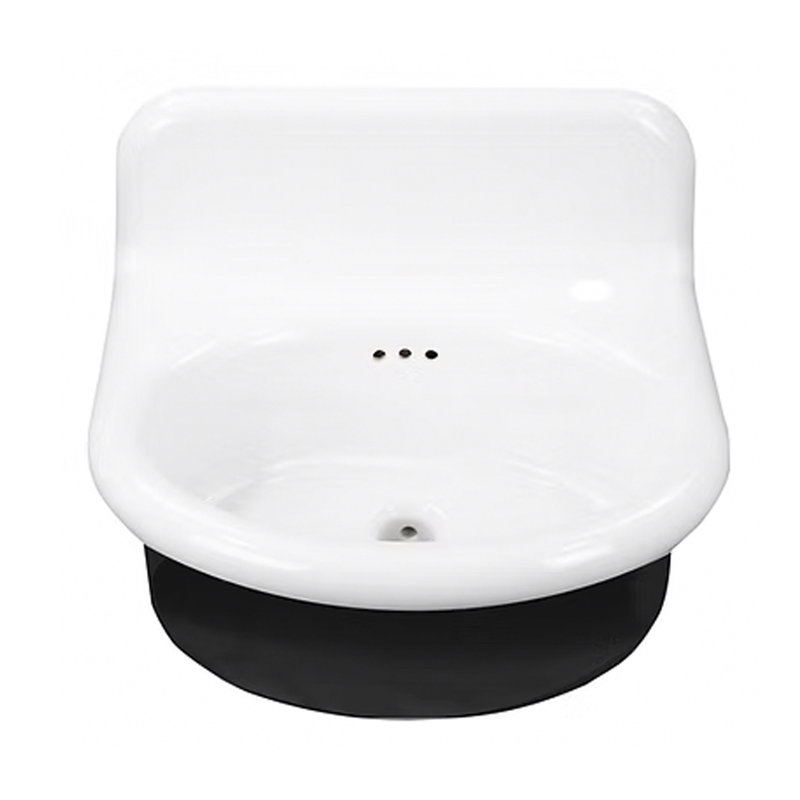 Lavabo de salle de bain mural rond en argile réfractaire 20 pouces Nantucket Sinks, Noir / blanc
