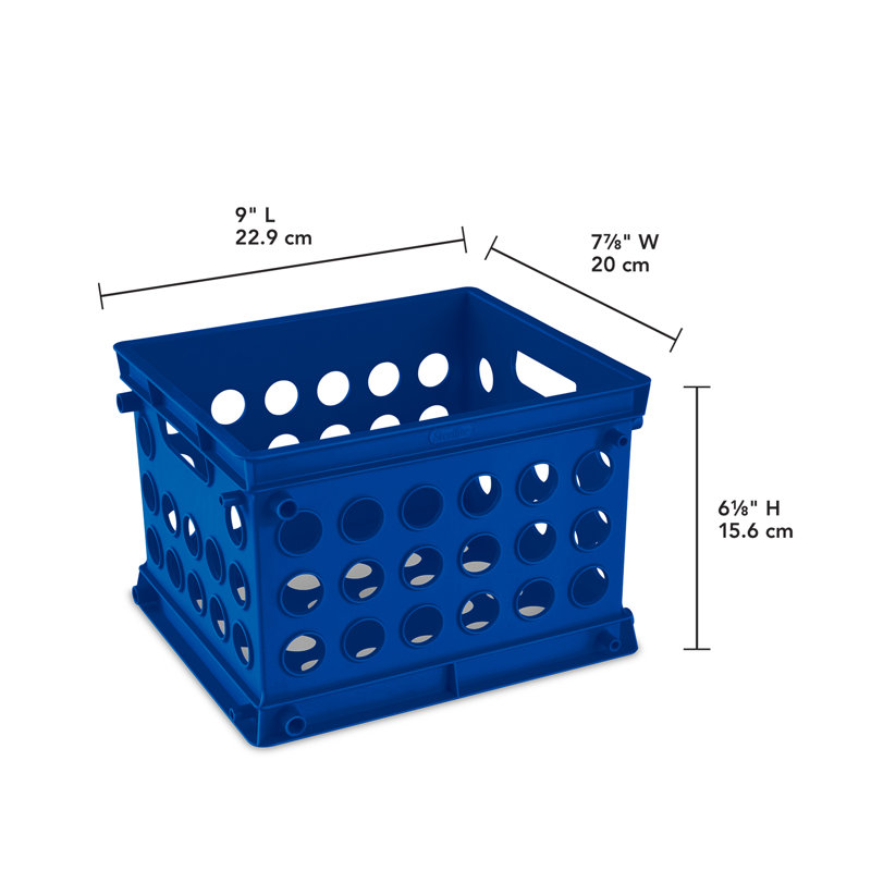 Mini-organisateurs de caisses de rangement empilables avec poignées Sterilite, blanc, (paquet de 24), Bleu