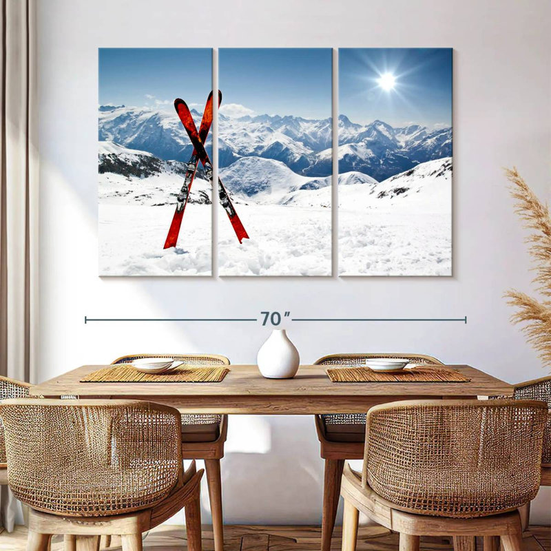 " Red Skis " 3 - Pieces, 42" H x 65" W x 1.25" D