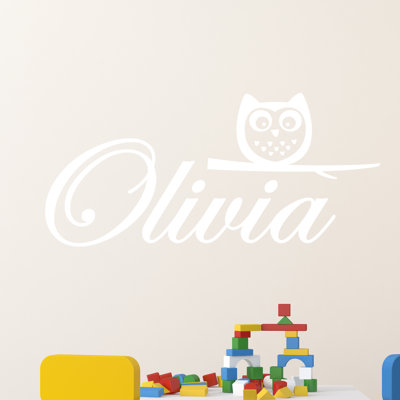 Adhésif décoratif nom personnalisé avec hibou