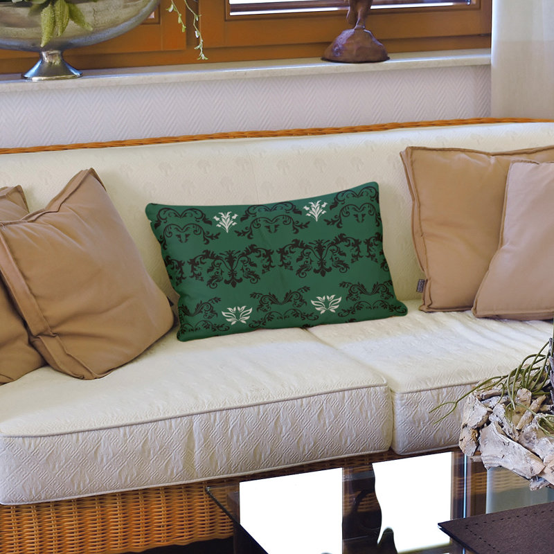 Housse de coussin Football Baroque, Simili daim, Noir furtif / vert Gotham / blanc