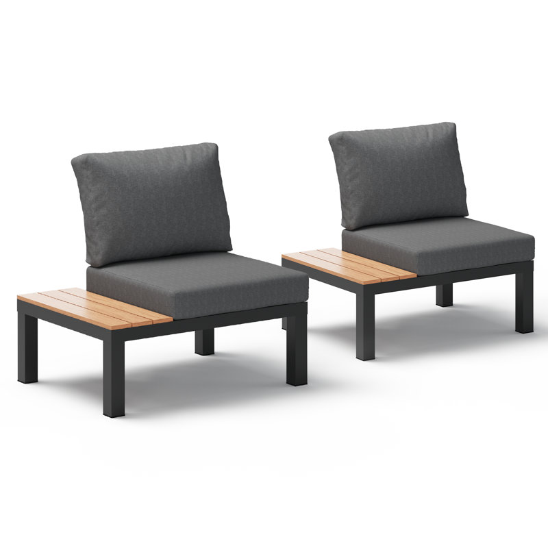 Canapé de patio avec table d'appoint, Gris foncé