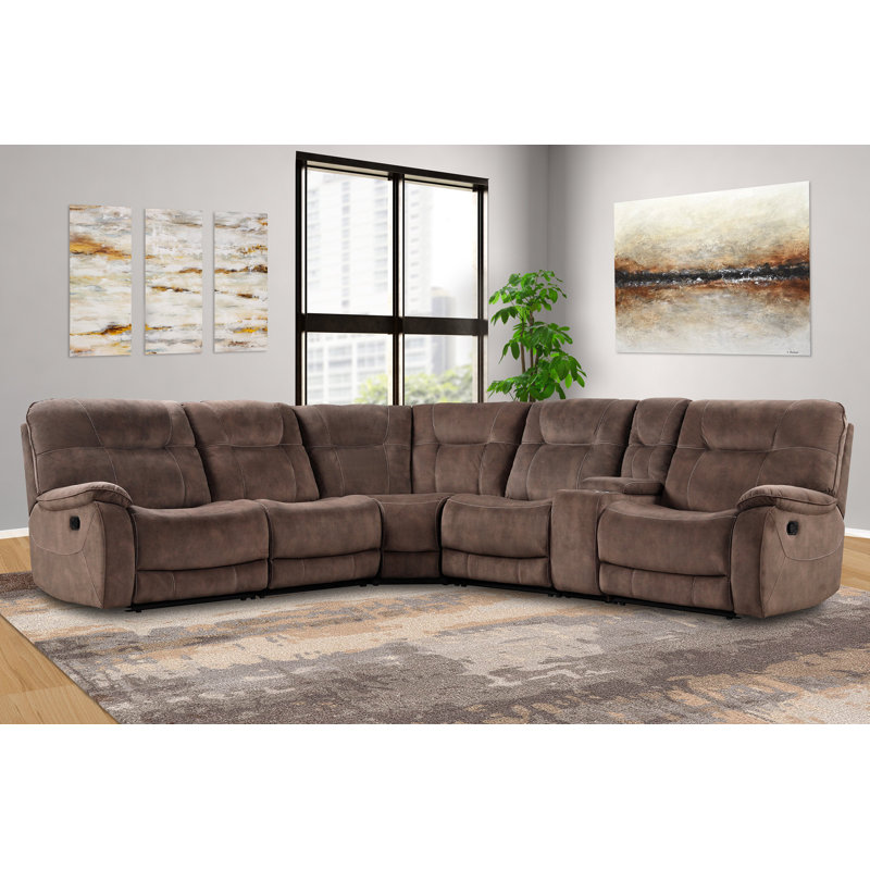 Karliyah Upholstered Reclining L-Shaped Sectional Symmetrical, Shadow Brown