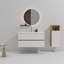 Meuble-lavabo de 36 po - mélange de blanc neige et de chêne naturel, lavabo en céramique avec trop-plein, rangement généreux, conception contemporaine de style contemporain avec passe-partout silencieux, coulisses silencieuses à fermeture en douceur-1908663992