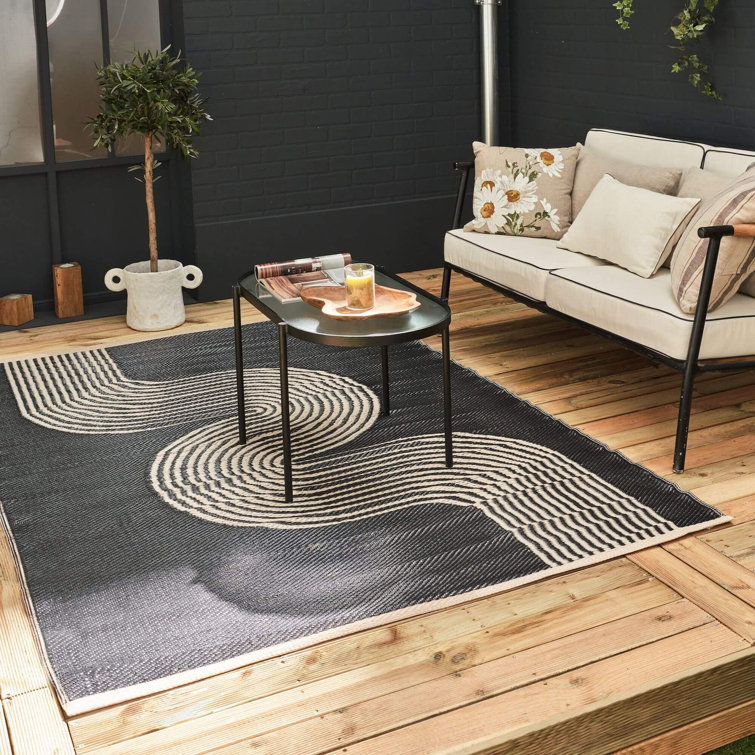 Urban Collection Outdoor Rug Wave Design in Black