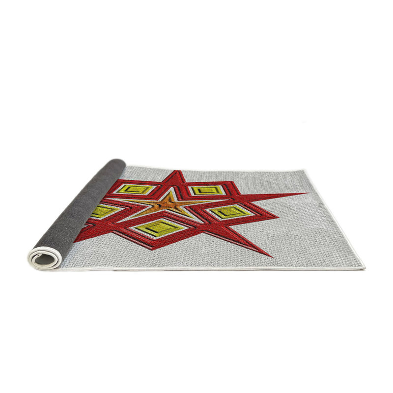 Tapis rouge/vert tissé à la machine, Rond 6 pi