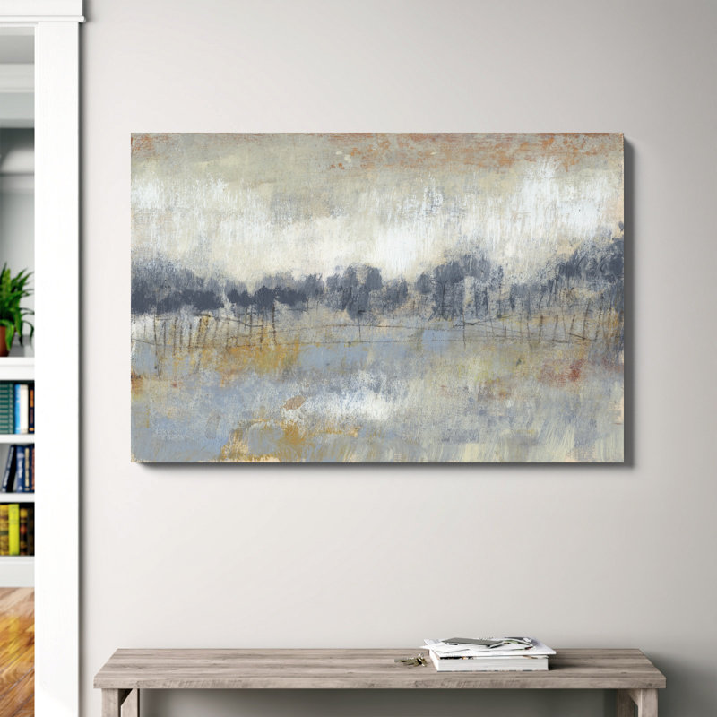 «Cool Grey Horizon II» par Jennifer Goldberger, reproduction d'art sur toile, H 12 po x l 18 po, Toile tendue, Sans cadre