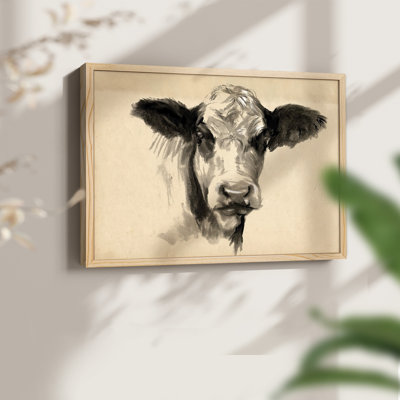 Charcoal Cow II -Framed Print - Restickable