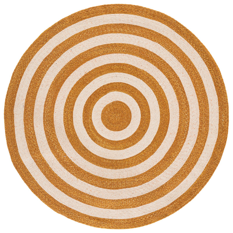 Braided Hand Woven No Pattern Indoor Rug, 5'-0" x 5'-0" Round
