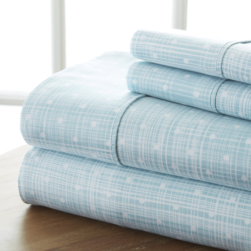 Aqua Polka Dot Queen Microfiber Sheet Set